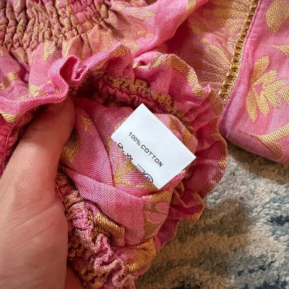 Anthropologie Kasia Off The Shoulder Crop Top Pink Gold - Picture 5 of 5